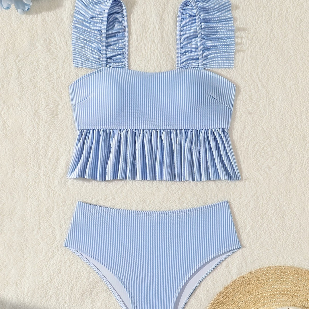 Damen Bandeau-Bikini mit Rüschen und hohem Bund Echo Archiv