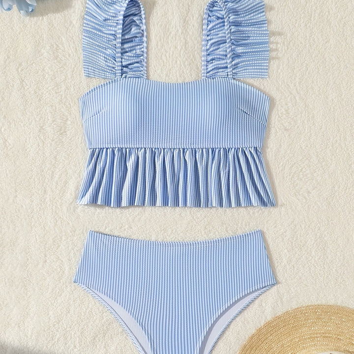 Damen Bandeau-Bikini mit Rüschen und hohem Bund Echo Archiv