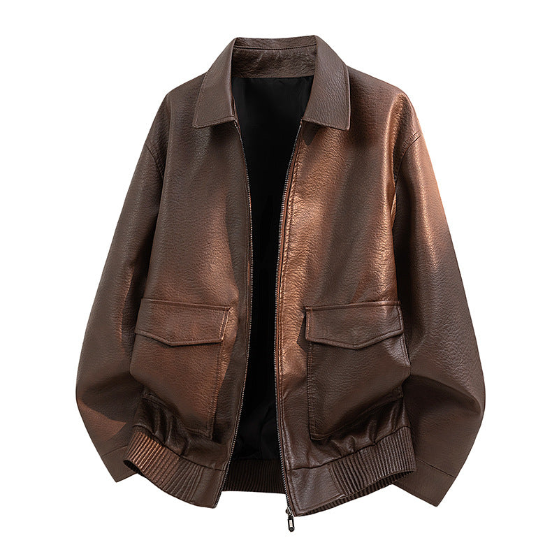 Herren Elegante Kunstleder-Bomberjacke Echo Archiv