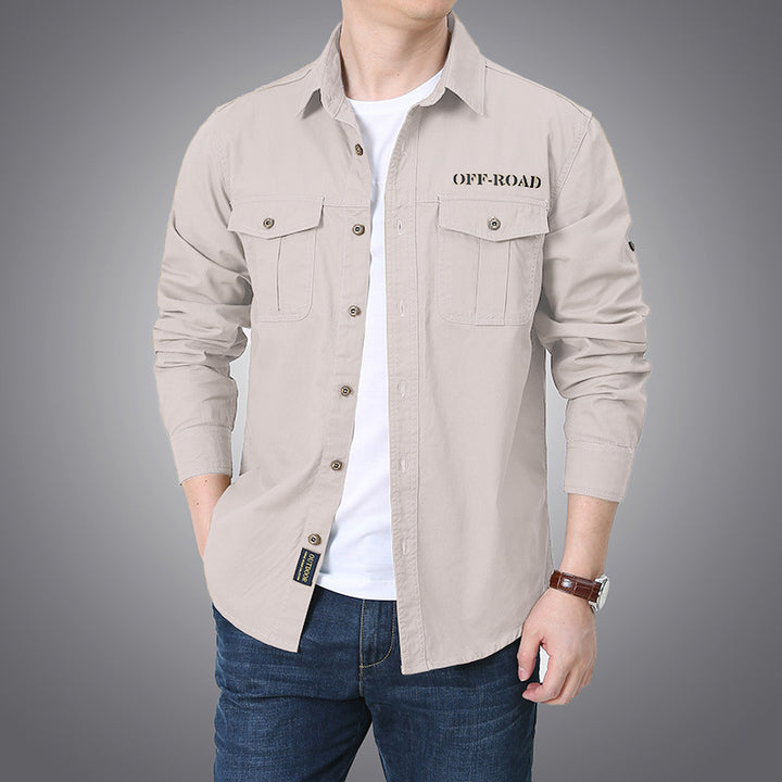 Herren nan langärmeliges Workwear-Hemd mit Druckknopf-Brusttaschen und aufrollbaren Ärmeln Echo Archiv