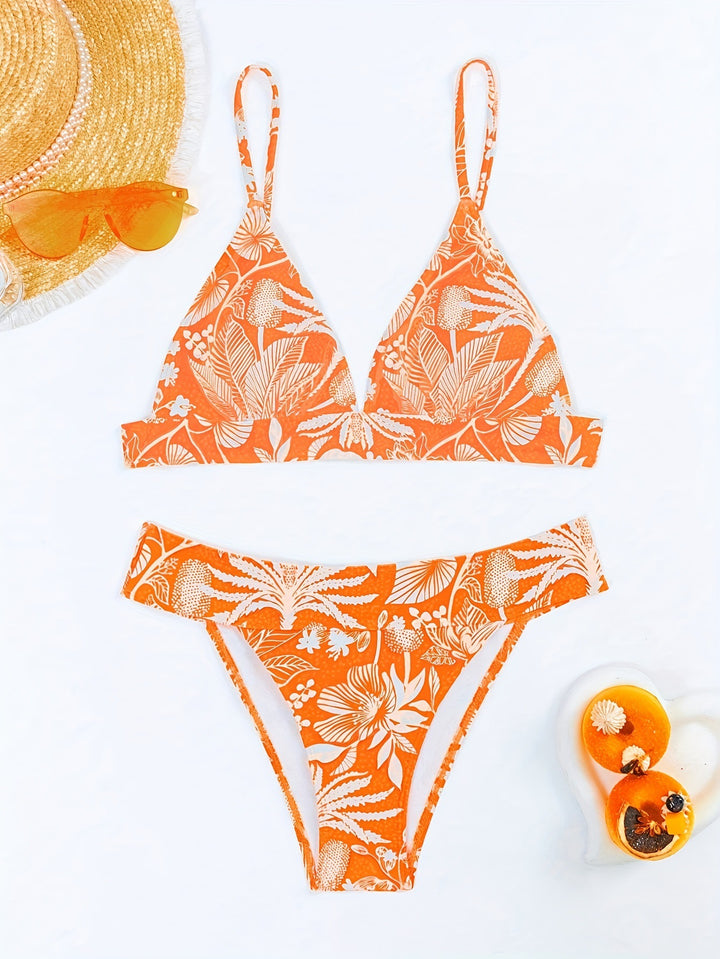 Damen Triangel-Bikini mit floralen Mustern und verstellbaren Trägern Echo Archiv