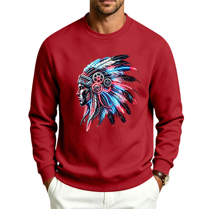 Herren Sweatshirt mit detailreichem Federschmuck-Print Echoarchiv