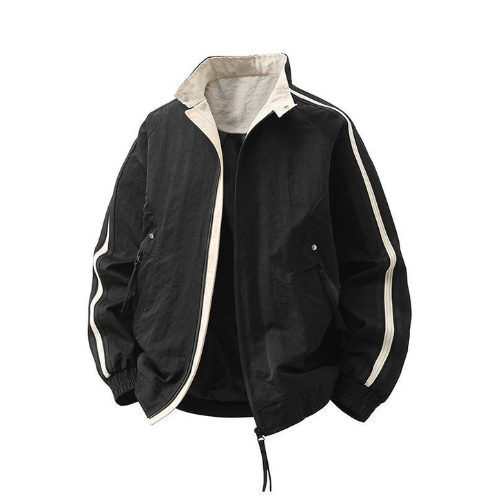 Herren Modische Sportjacke mit hohem Kragen und Kontraststreifen Echo Archiv