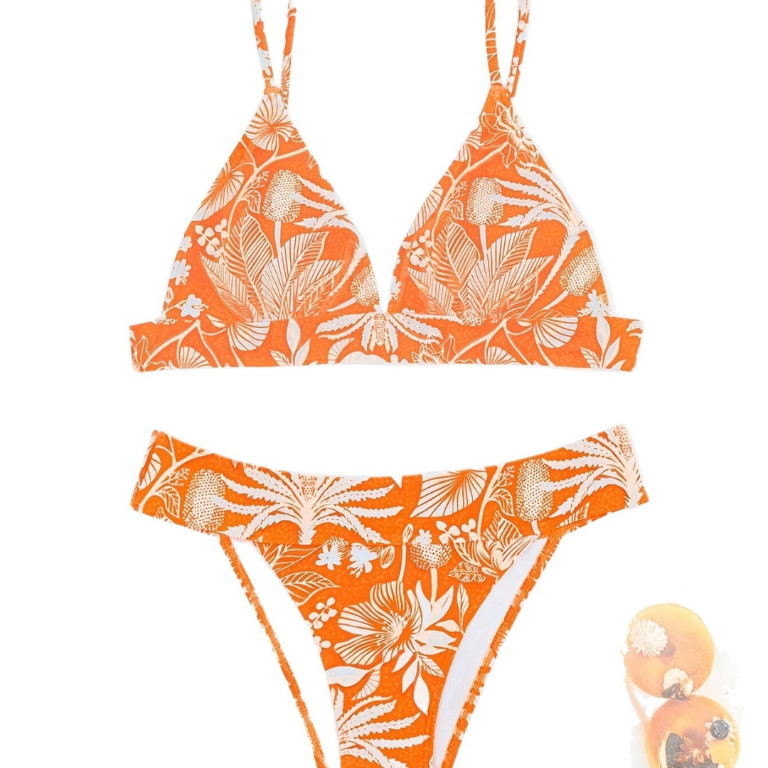 Damen Triangel-Bikini mit floralen Mustern und verstellbaren Trägern Echo Archiv