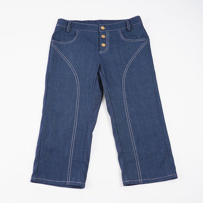 Damen Denim Crop-Top mit modischem Schnitt und verstellbaren Trägern Echo Archiv