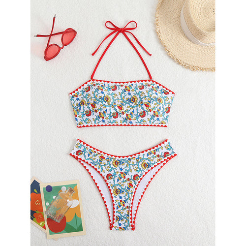 Damen Triangel-Bikini mit verspieltem Blumendesign und Rüschen Echo Archiv