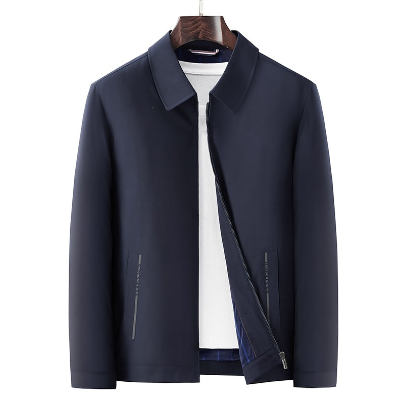 Herren Minimalistische leichte Übergangsjacke mit Hemdkragen, verdecktem Reißverschluss & seitlichen Reißverschlusstaschen Echoarchiv