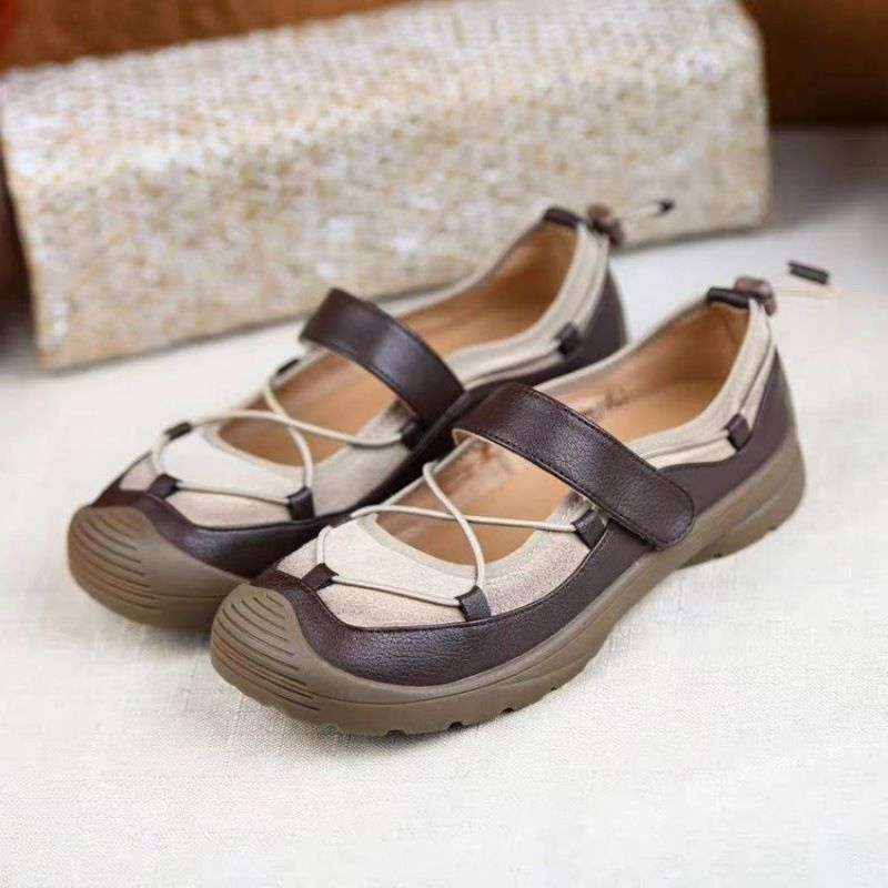 Damen Bequeme Mary-Jane-Sneaker mit Klettverschluss, elastischer Schnürung und profilierter Gummisohle Echo Archiv