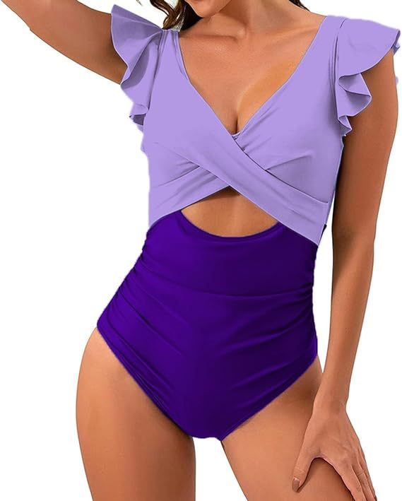 Damen Floral Badeanzug mit schmeichelnder Raffung Echo Archiv