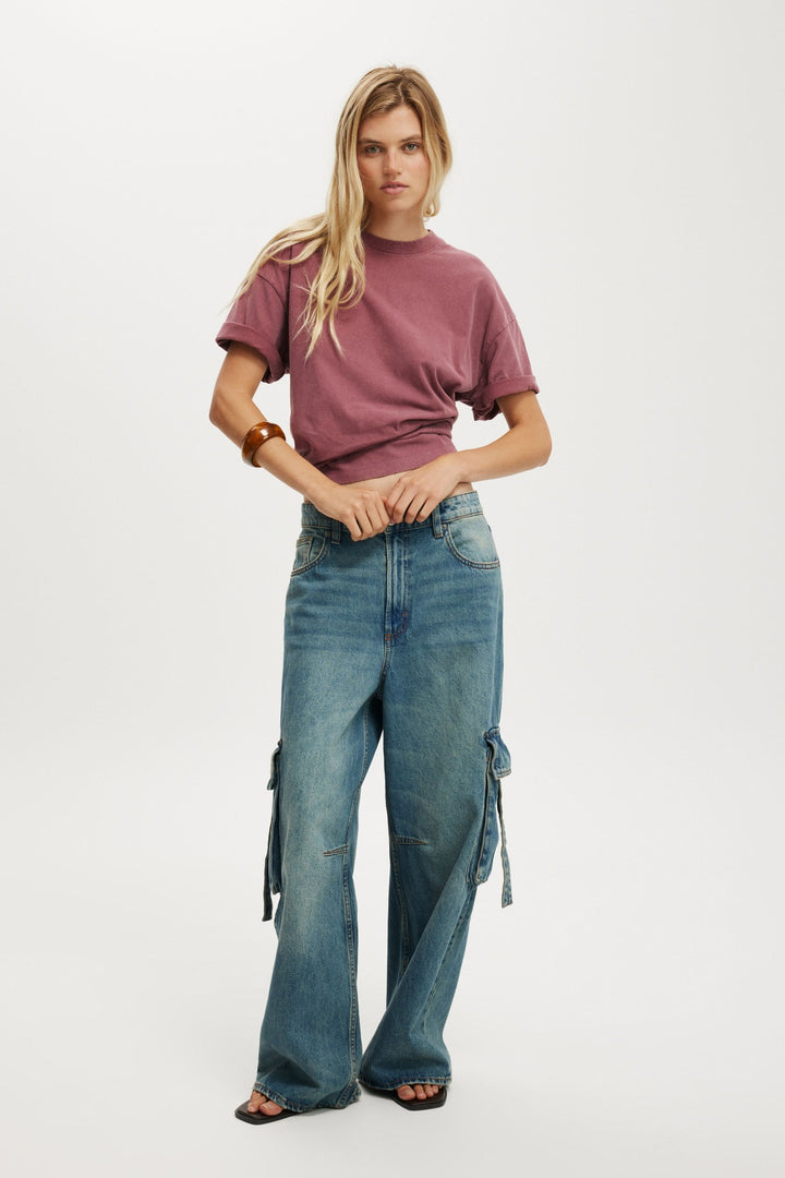 Damen lässige Cargo-Jeans im weiten Schnitt mit praktischen Taschen Echo Archiv