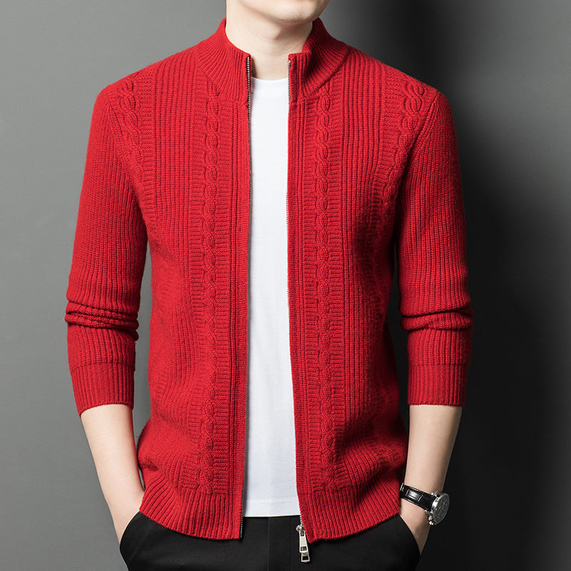 Herren elegante Strickjacke mit modernem Reißverschluss Echoarchiv