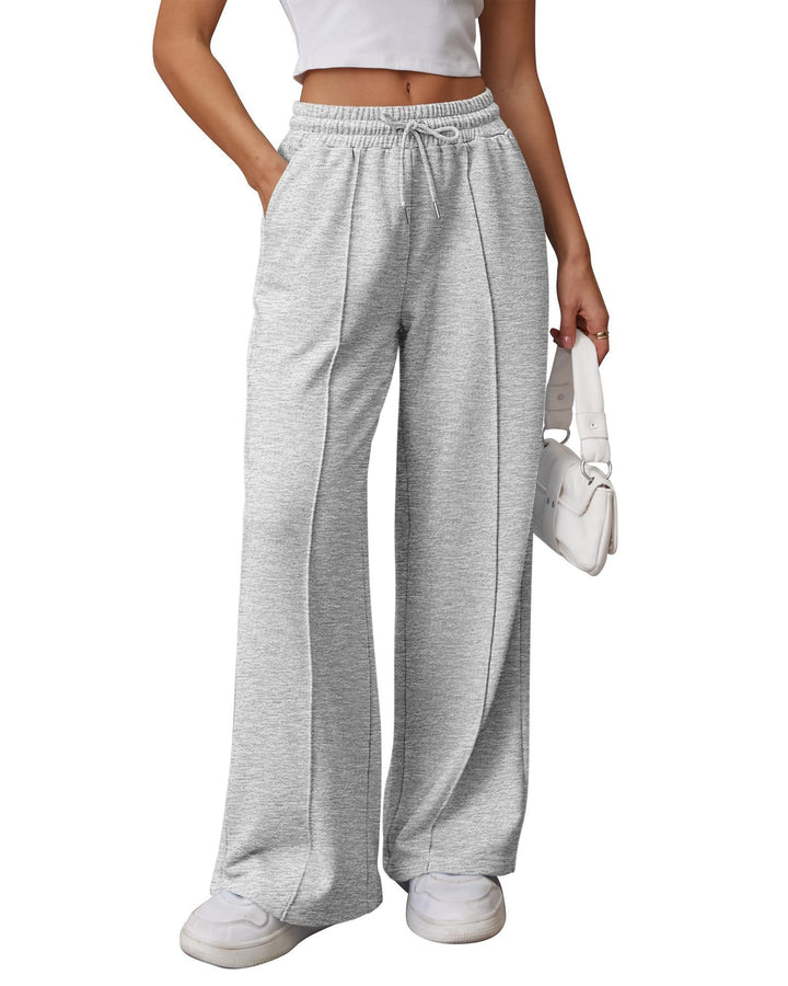 Damen nan High-Waist Relax-Freizeithose mit doppeltem Rippbund, sichtbarer Bügelfalte und weitem Bein Echo Archiv