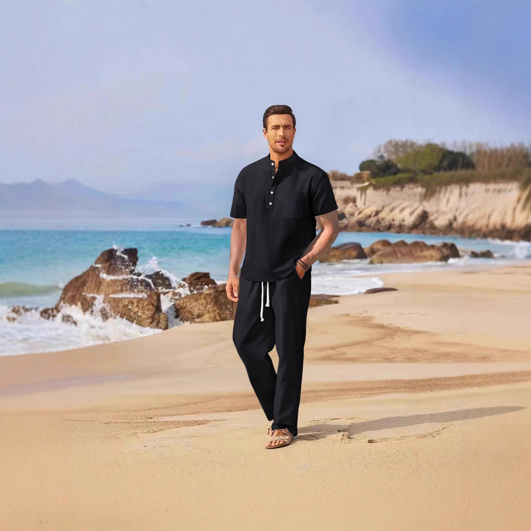 Herren lässiges Strandoutfit mit Knopfdetail und elastischem Bund Echoarchiv