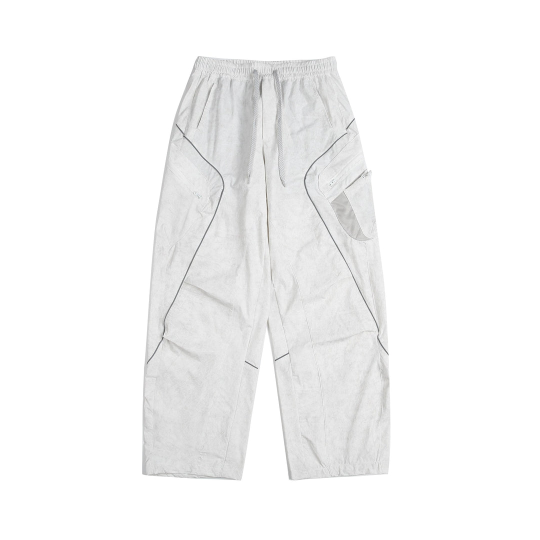 Unisex Cargo-Culotte-Hose mit elastischem Bund, Reißverschlusstaschen und Mesh‑Einsätzen Echoarchiv