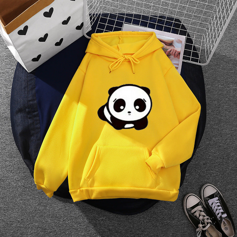 Damen kuscheliger Oversize-Kapuzenpullover im Streetwear-Cut mit Kängurutasche und niedlicher Panda-Motivstickerei – Auréline