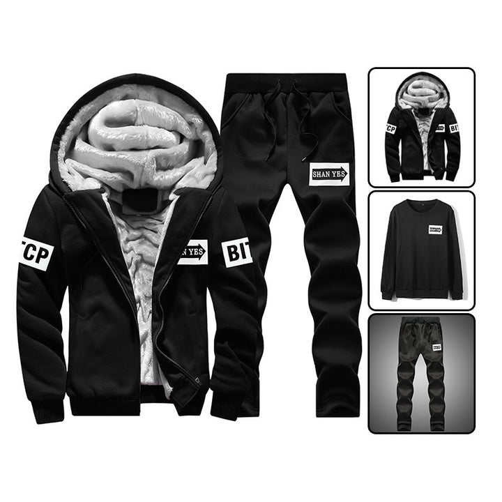 Herren Gefüttertes Hoodie- und Jogging‑Set mit Teddyfutter und Reißverschluss – Cavarno