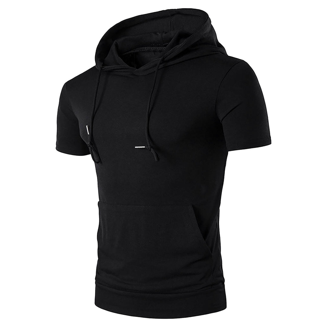 Herren sportliches Kurzarm-Hoodie mit Kängurutasche und verstellbarem Aufsatz Echoarchiv