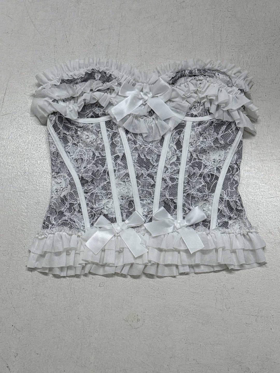 Damen Spitzen-Bustier mit Rüschendetails und Schleifen Echo Archiv