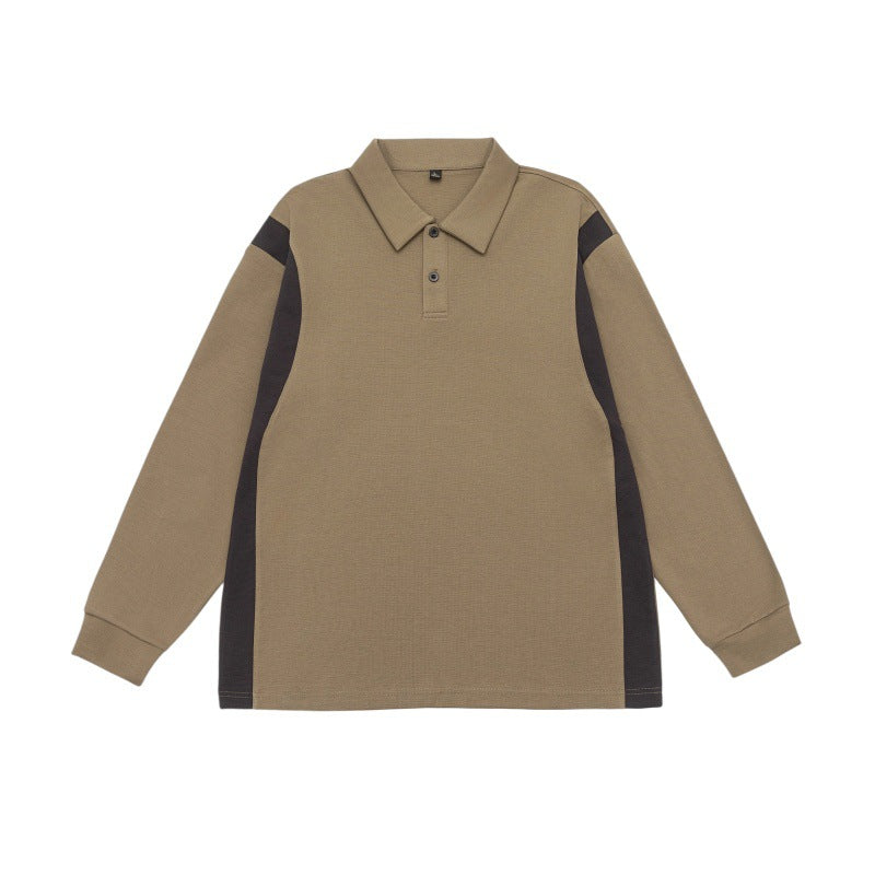 Unisex Langarm-Poloshirt im Oversize-Sweatstyle mit Kontrast-Seiteneinsätzen Echoarchiv