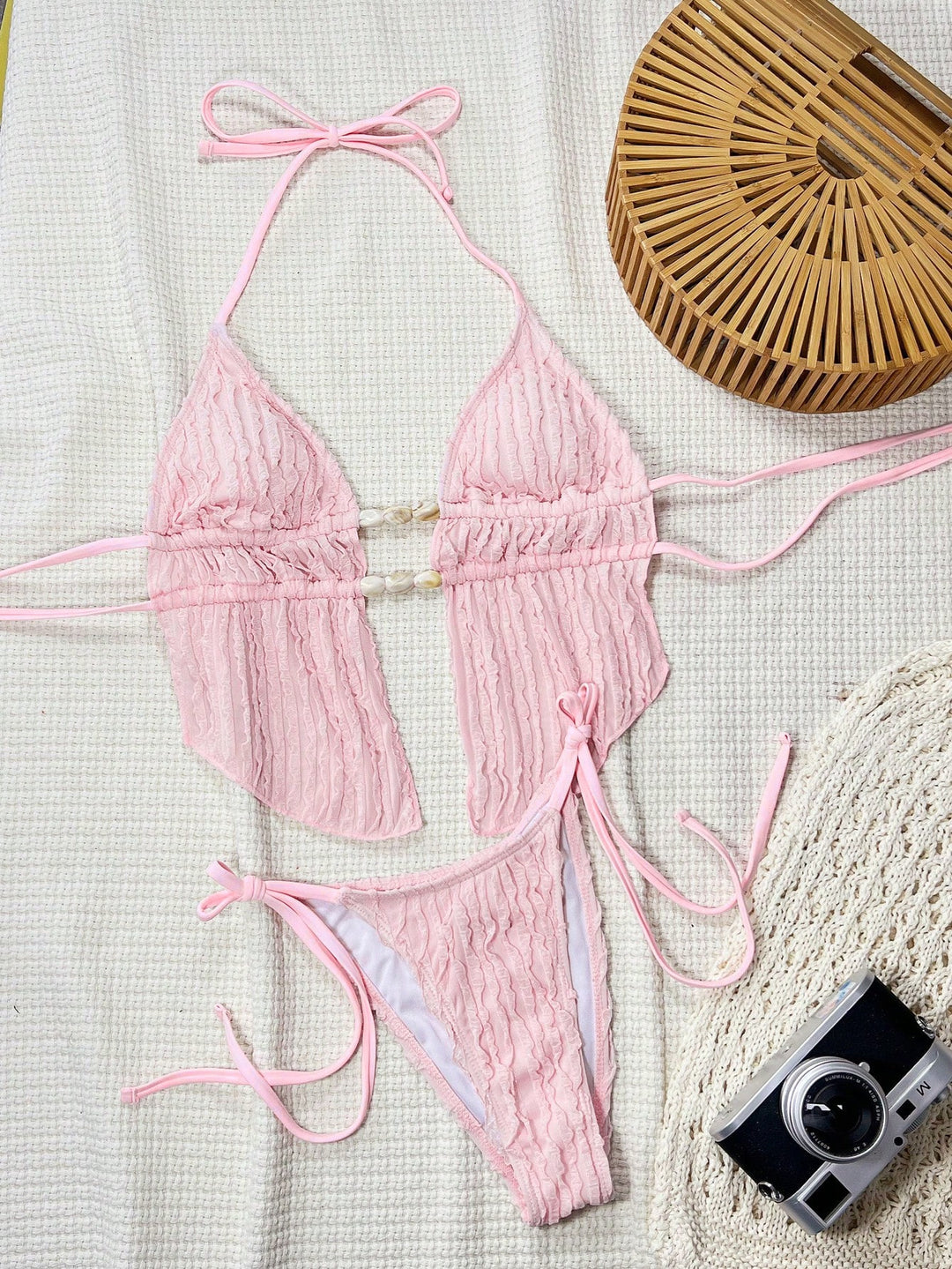 Damen Bikini-Set mit modischem Rüschendesign und verstellbaren Bindebändern Echo Archiv