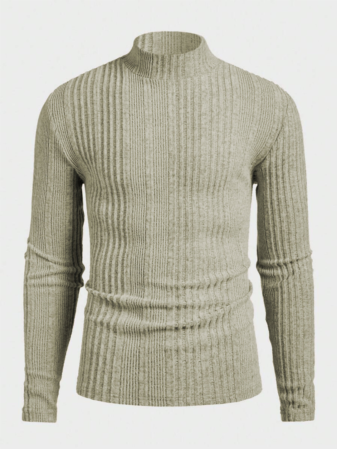 Herren Strickpullover mit hohem Kragen und Rippstruktur Echoarchiv