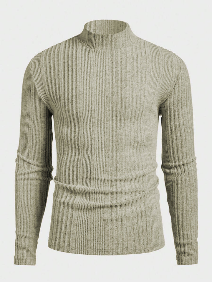 Herren Strickpullover mit hohem Kragen und Rippstruktur Echoarchiv