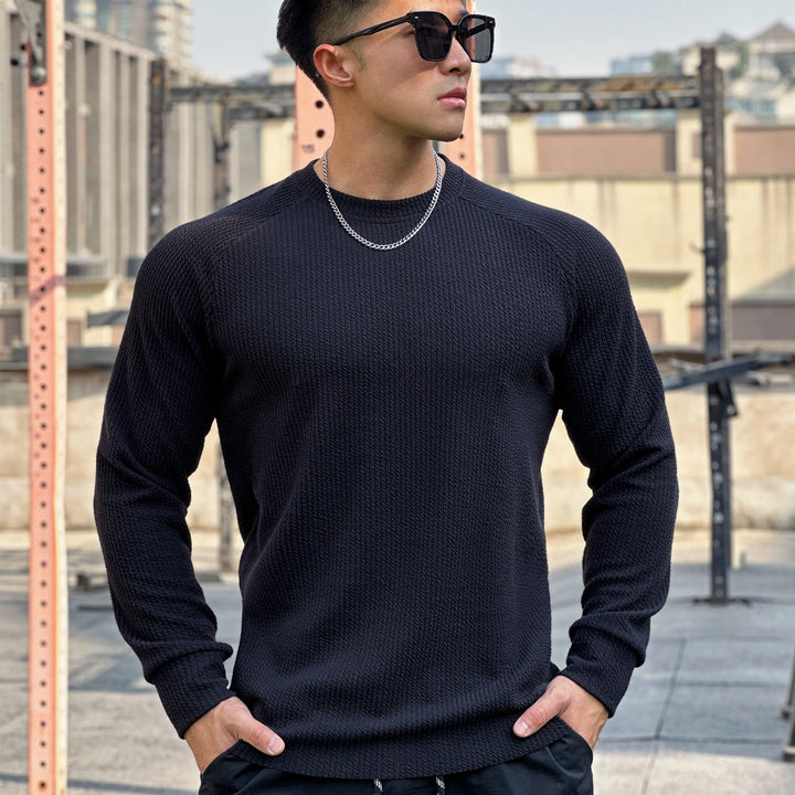 Herren Langarm Workout-Shirt mit strukturiertem Design und atmungsaktivem Stoff Echoarchiv