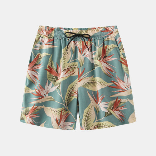 Herren Badeshorts mit tropischem Blatt- und Blumenmuster Echoarchiv