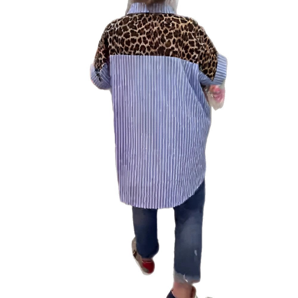 Damen nan weit geschnittene Poncho-Tunika mit Leoprint und dekorativen Flamingo-Applikationen Echo Archiv