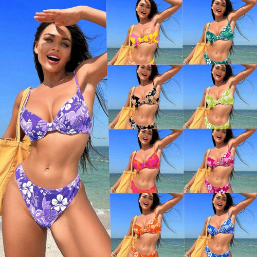 Damen gepolsterter Triangel-Bikini mit floralem Design und verstellbaren Trägern Echo Archiv