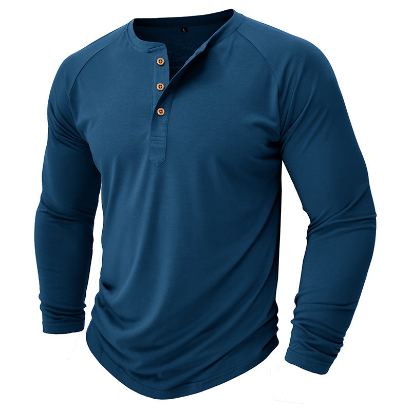 Herren Langarm-Henley-Shirt mit modernem Schnitt und einzigartigen Details Echoarchiv