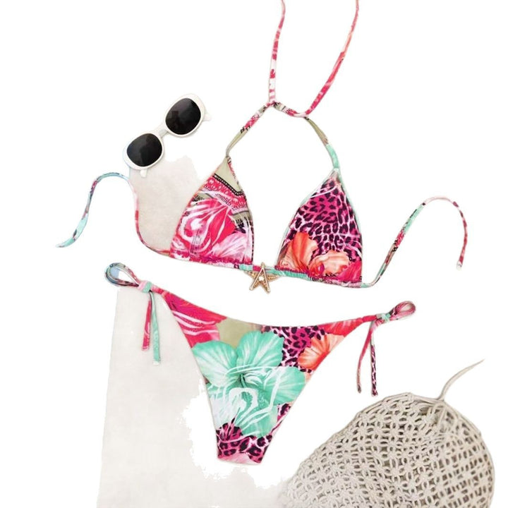 Damen Triangel-Bikini mit floralem Design und verstellbaren Bändern Echo Archiv