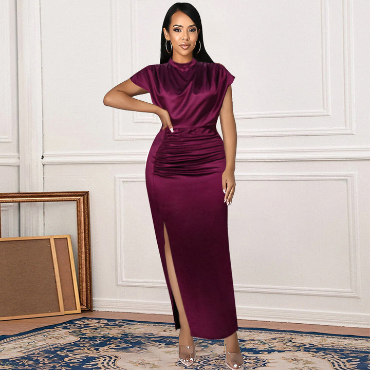 Damen Elegantes Maxikleid mit tiefem Schlitz und raffiniertem Drapierungsdesign Echo Archiv