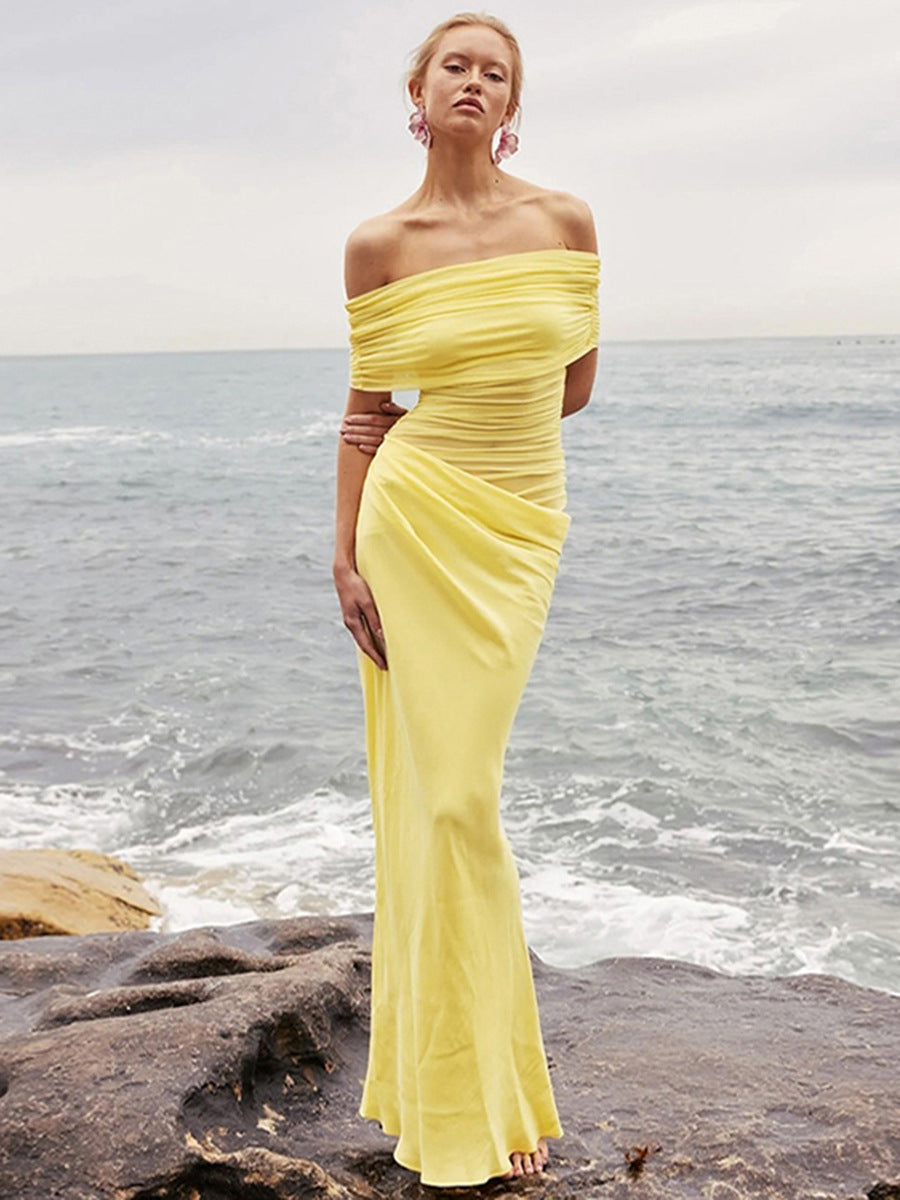Damen Elegantes Wickelkleid mit Off-Shoulder Design und Drapierungseffekt Echo Archiv