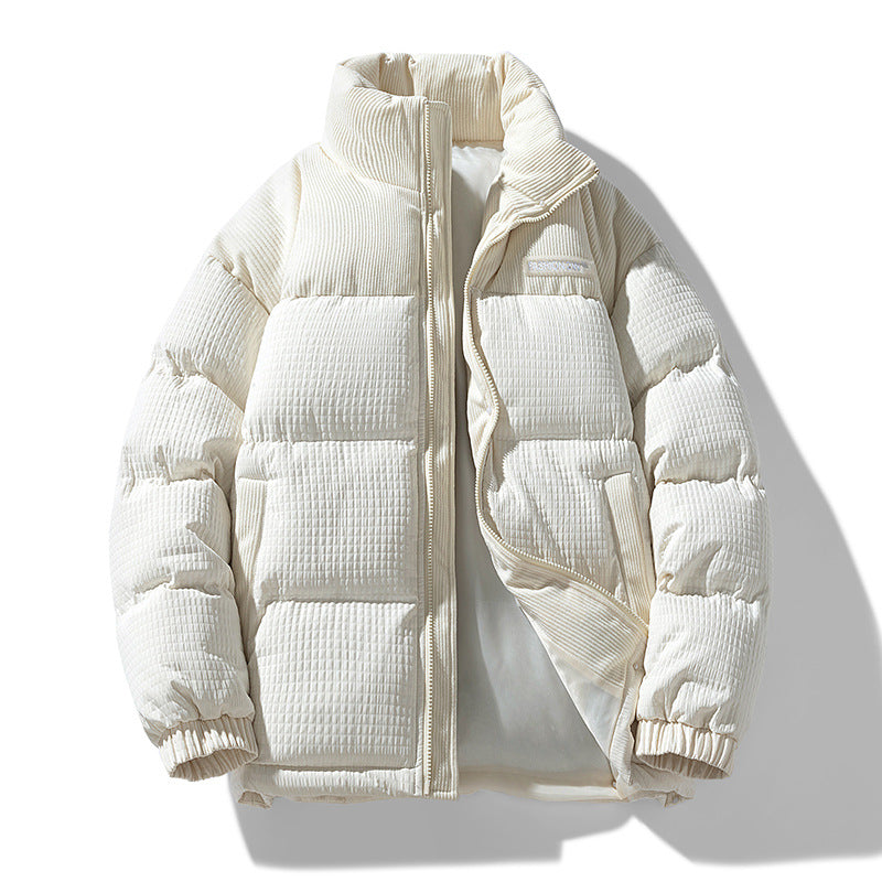 Herren Wattierte Cordoptik Steppjacke mit hohem Stehkragen und Thermofutter Echoarchiv