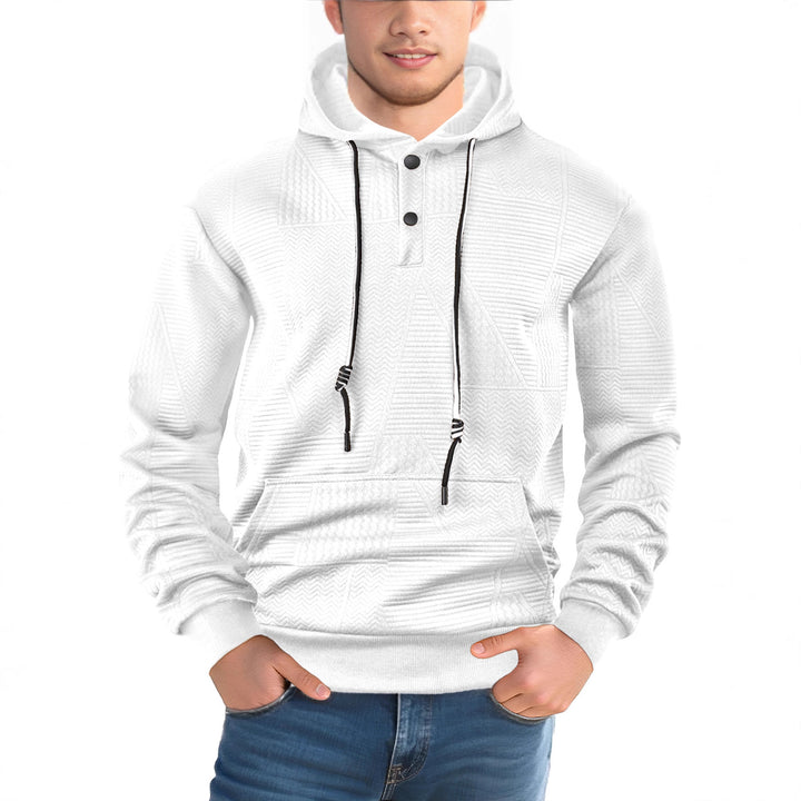 Herren Texturierter Kapuzenpullover mit gesteppter Patchstruktur und Druckknopfleiste Echoarchiv