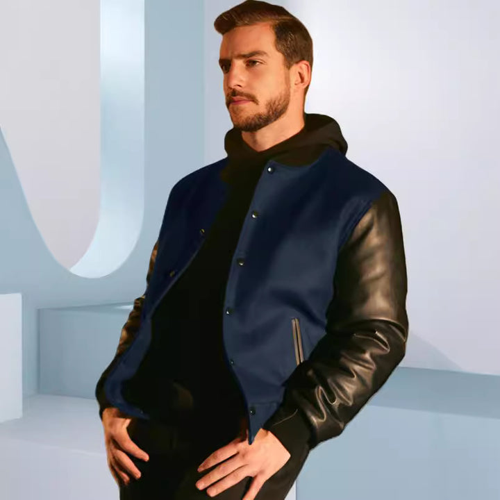 Herren stylische Bomberjacke mit Kontrastärmeln Echoarchiv