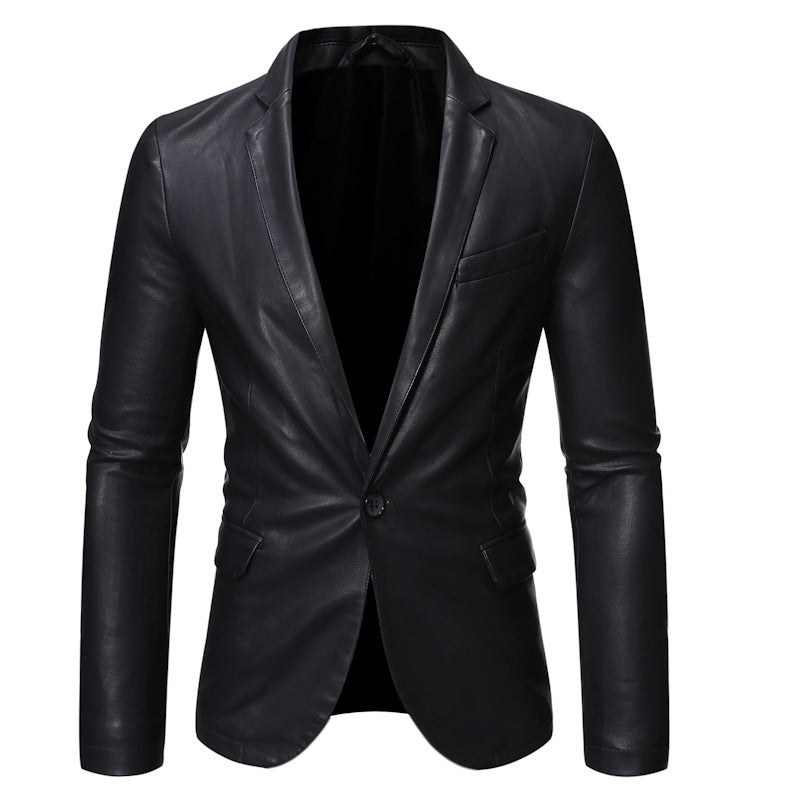 Herren Elegantes Lederblazer-Sakko im Slim-Fit mit Reverskragen Echoarchiv