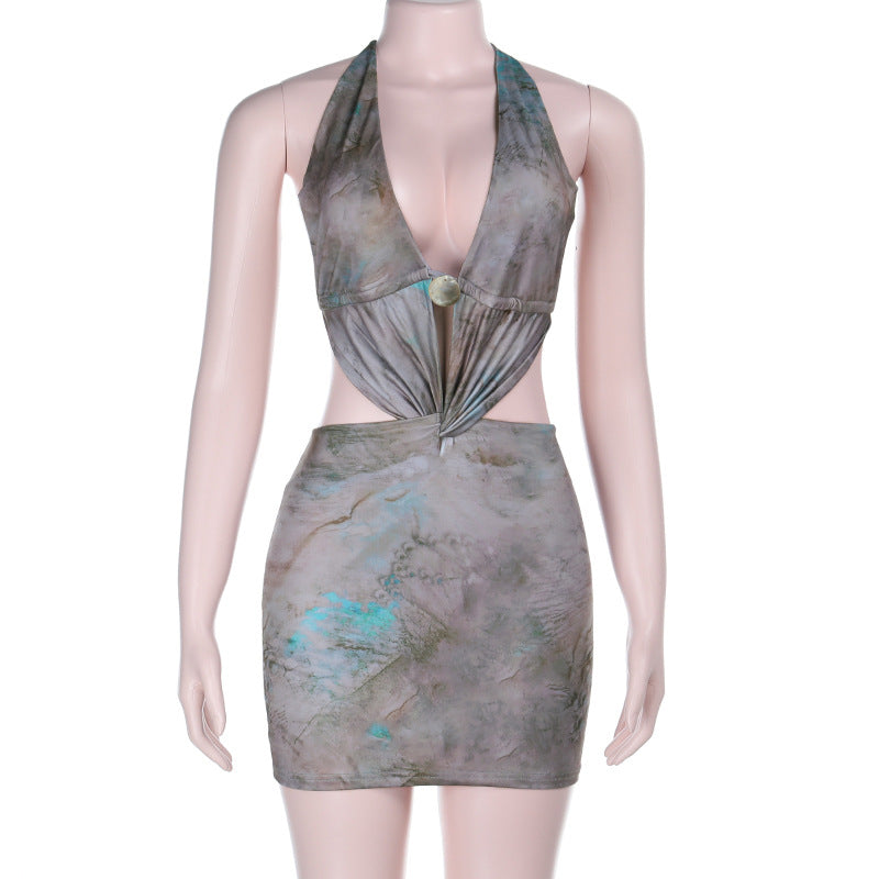 Damen Hotpants-Kleid mit tiefem V-Ausschnitt und verstellbarem Träger Echo Archiv