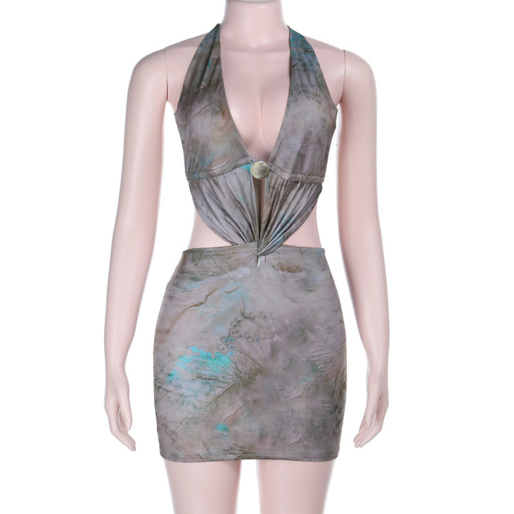 Damen Hotpants-Kleid mit tiefem V-Ausschnitt und verstellbarem Träger Echo Archiv
