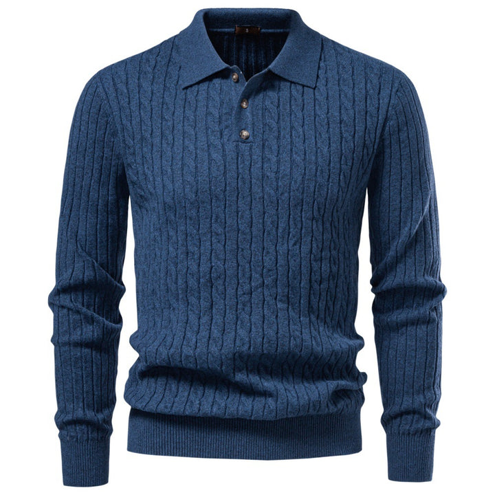 Herren Feinstrick-Polo mit Zopfmuster und Kragen Echoarchiv
