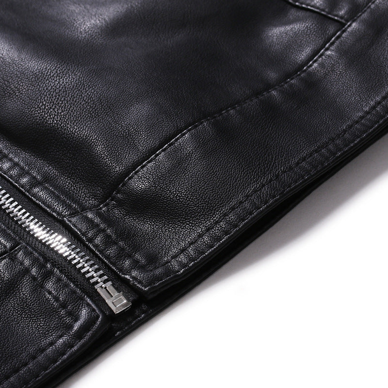 Herren Slim‑Fit Pilotblouson aus weichem Kunstleder mit Druckknopf‑Stehkragen Echo Archiv