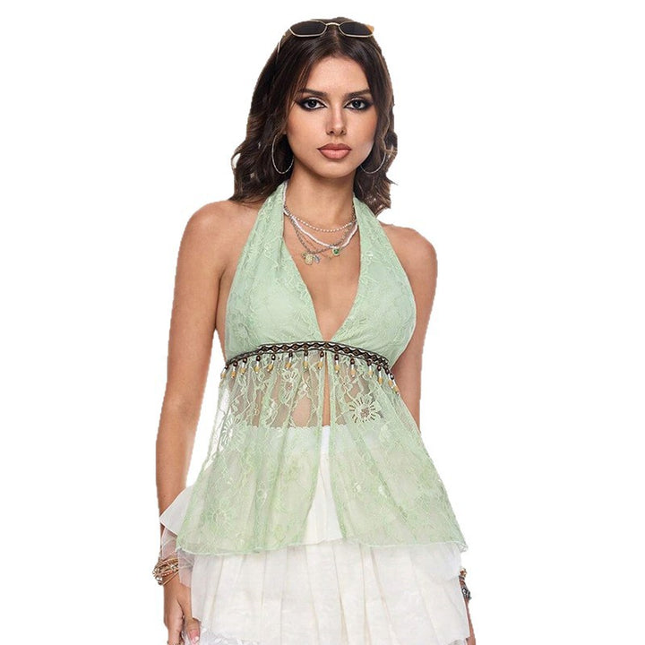 Damen verführerisches Spitzen-Haltertop mit raffinierten Beaded-Details Echo Archiv