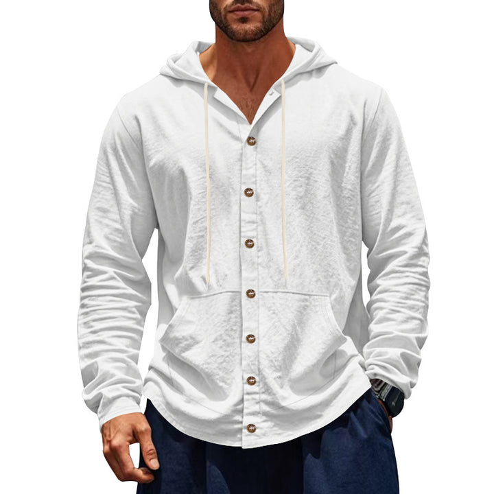 Herren Kapuzenshirt mit Knopfleiste und praktischen Taschen Echoarchiv