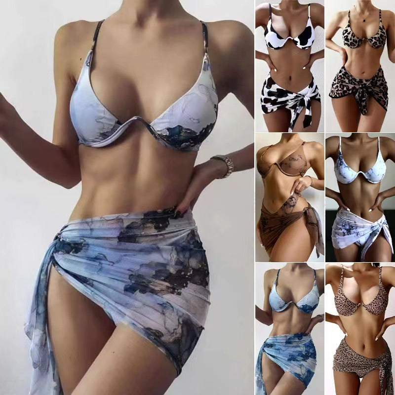 Damen Bikiniset mit marbledem Design und verstellbaren Trägern Echo Archiv