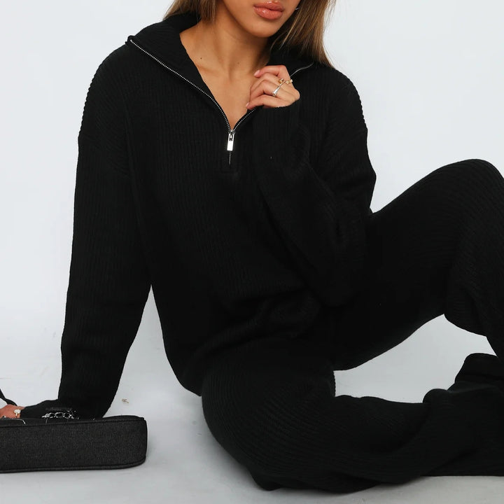 Damen nan Feinstrickpullover mit hohem Kragen und verdecktem Reißverschluss Echo Archiv