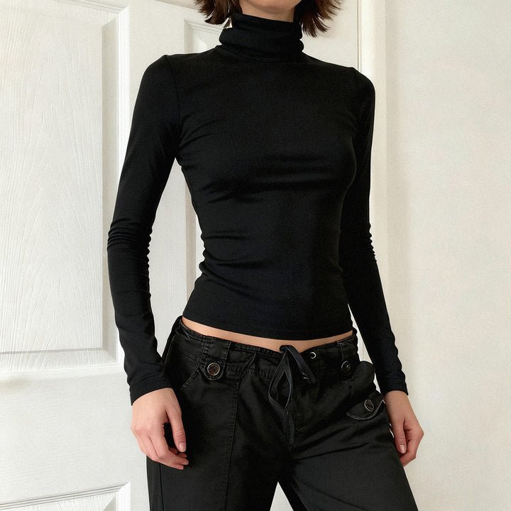 Damen Figurnahes Langarm-Rollkragen-Shirt aus Stretch-Jersey Echo Archiv