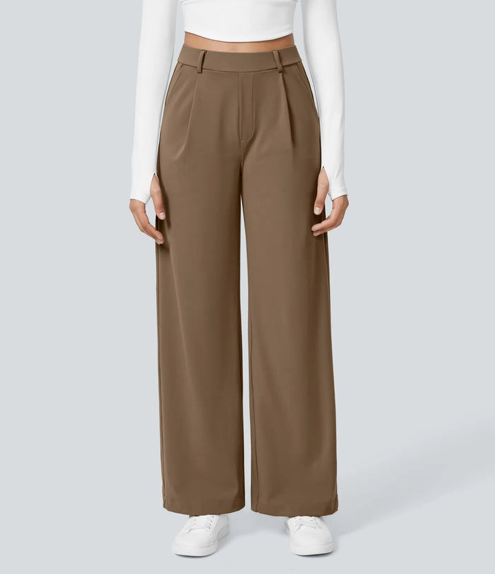 Damen Weite High‑Waist Palazzo‑Hose mit Bundfalten und Eingrifftaschen Echo Archiv