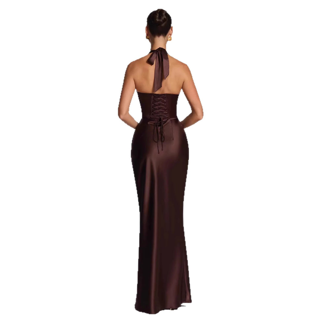 Damen Elegantes langes Abendkleid mit tiefem V-Ausschnitt Echo Archiv
