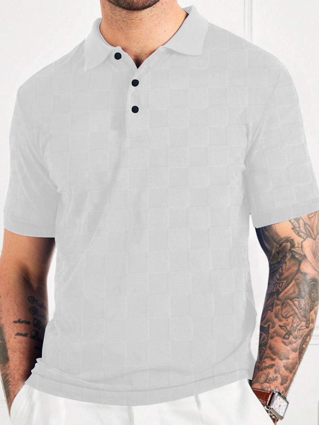 Herren Poloshirt mit strukturiertem Design und modischen Knöpfen Echoarchiv